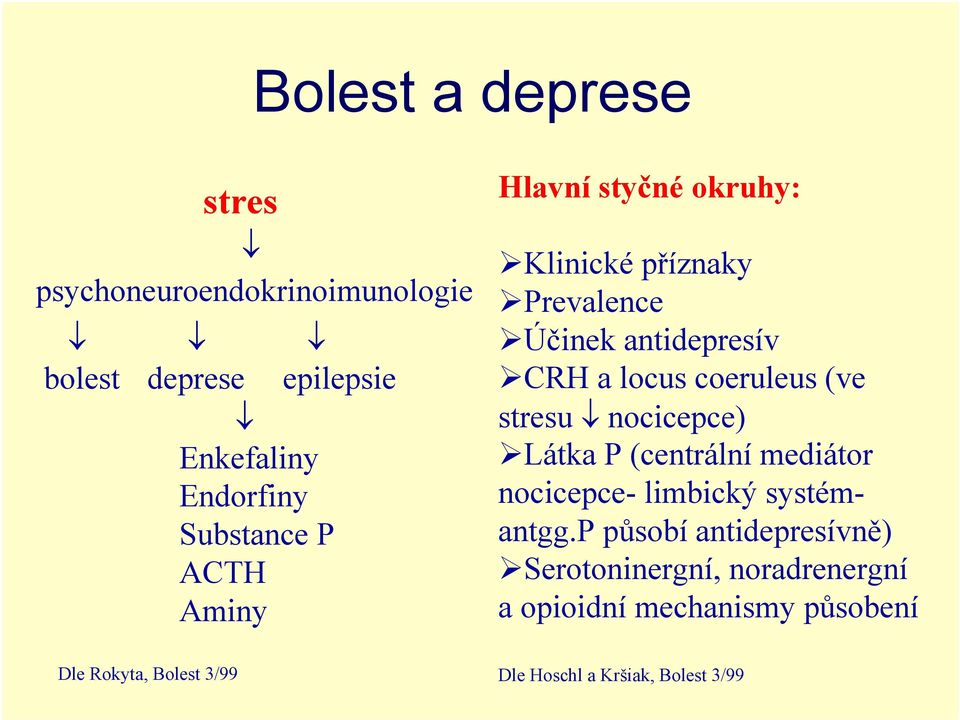 stresu nocicepce) Látka P (centrální mediátor nocicepce- limbický systémantgg.