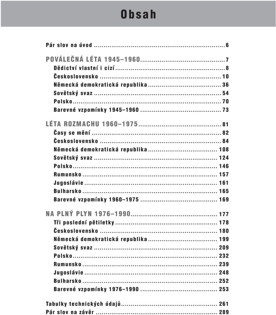 .. 146 Rumunsko... 157 Jugoslávie... 161 Bulharsko... 165 Barevné vzpomínky 1960 1975... 169 NA PLNÝ PLYN 1976 1990... 177 Tři poslední pětiletky... 178 Československo.