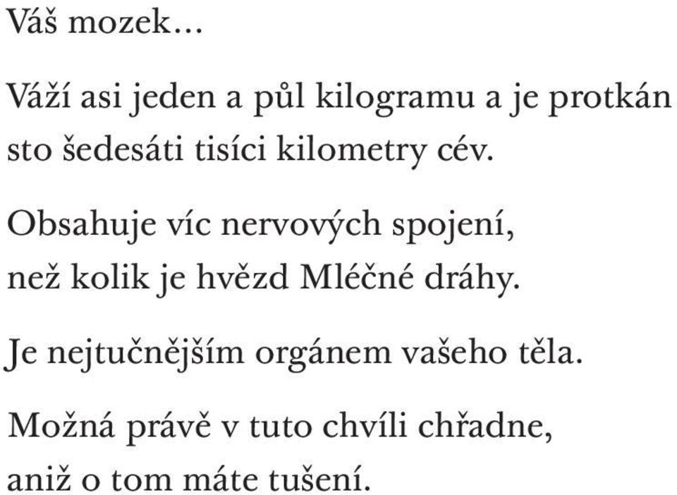 Obsahuje víc nervových spojení, než kolik je hvězd Mléčné