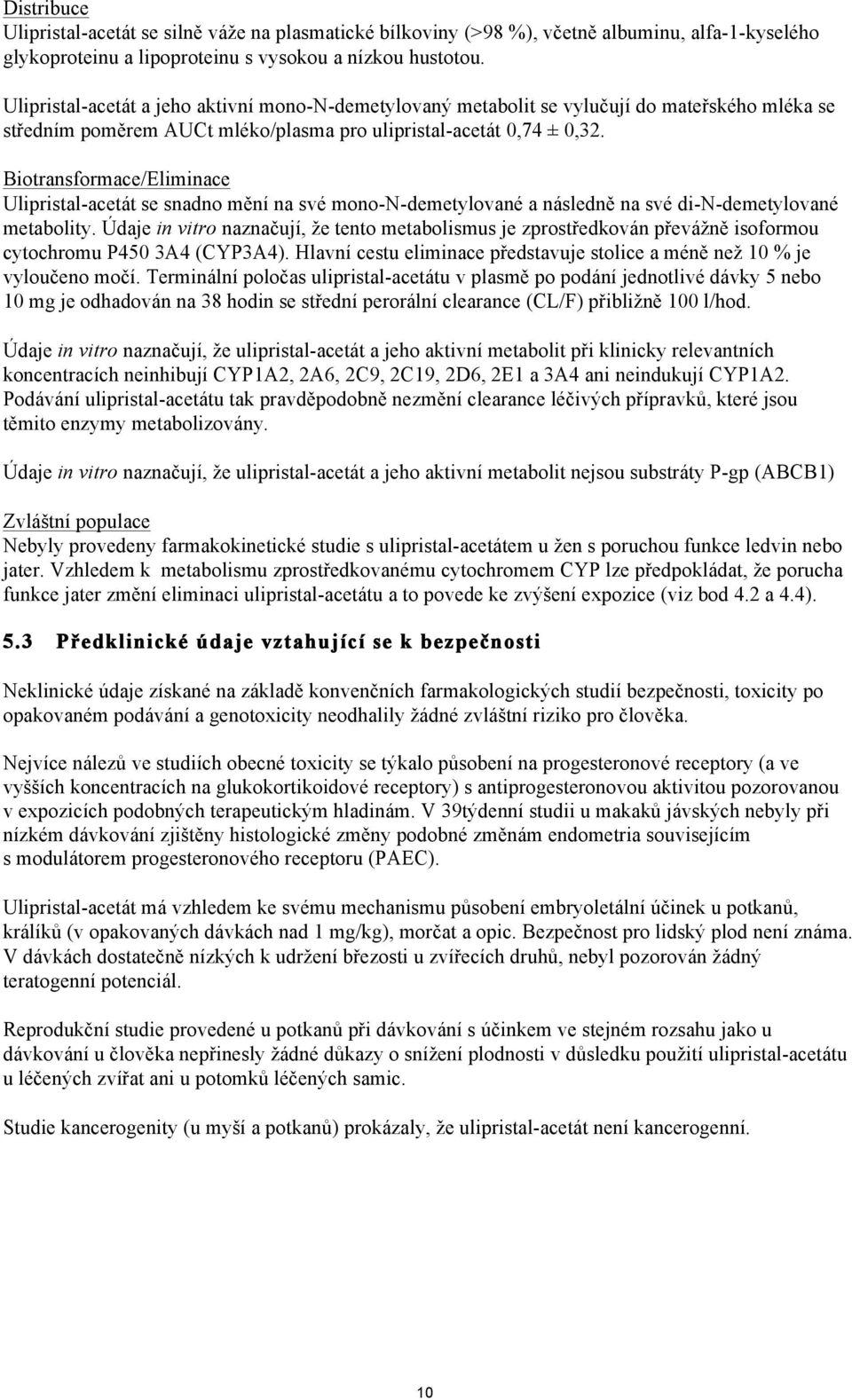 Biotransformace/Eliminace Ulipristal-acetát se snadno mění na své mono-n-demetylované a následně na své di-n-demetylované metabolity.