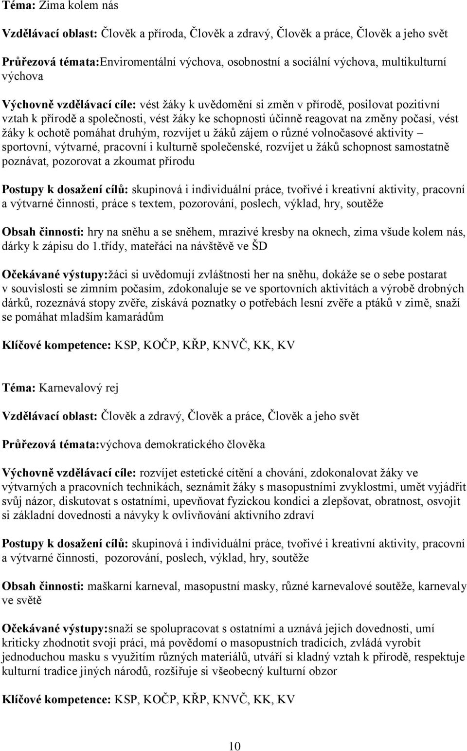 ochotě pomáhat druhým, rozvíjet u žáků zájem o různé volnočasové aktivity sportovní, výtvarné, pracovní i kulturně společenské, rozvíjet u žáků schopnost samostatně poznávat, pozorovat a zkoumat