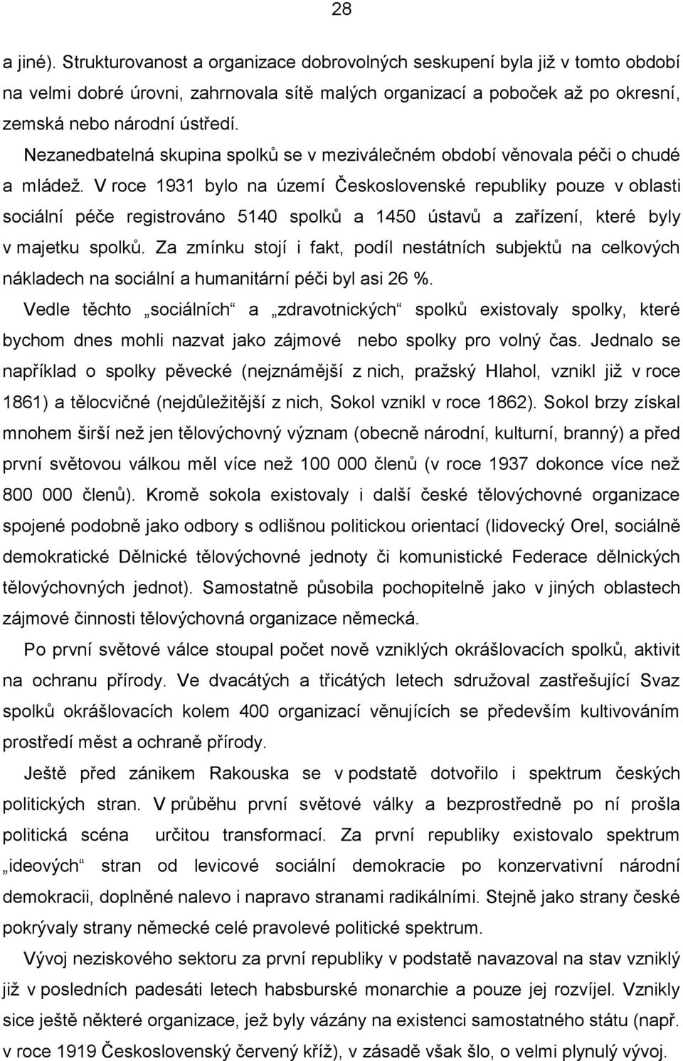 V roce 1931 bylo na území Československé republiky pouze v oblasti sociální péče registrováno 5140 spolků a 1450 ústavů a zařízení, které byly v majetku spolků.