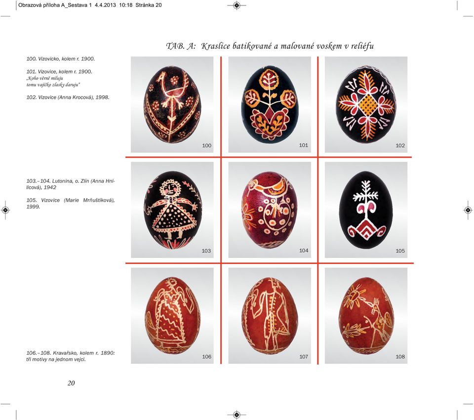 101. Vizovice, kolem r. 1900. Koho věrně miluju tomu vajíčko zlasky daruju 102. Vizovice (Anna Krocová), 1998.