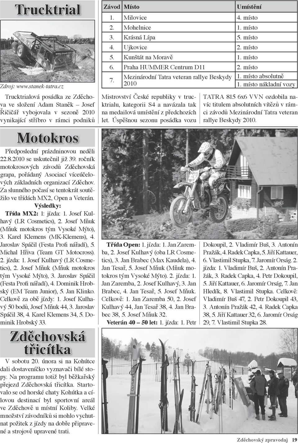 2010 se uskutečnil již 39. ročník motokrosových závodů Zděchovská grapa, pořádaný Asociací víceúčelových základních organizací Zděchov.