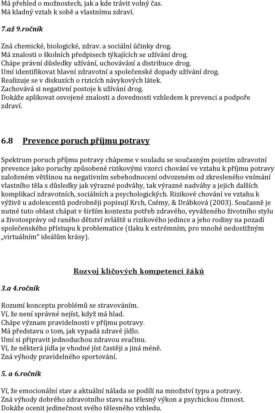 Realizuje se v diskuzích o rizicích návykových látek. Zachovává si negativní postoje k užívání drog. Dokáže aplikovat osvojené znalosti a dovednosti vzhledem k prevenci a podpoře zdraví. 6.