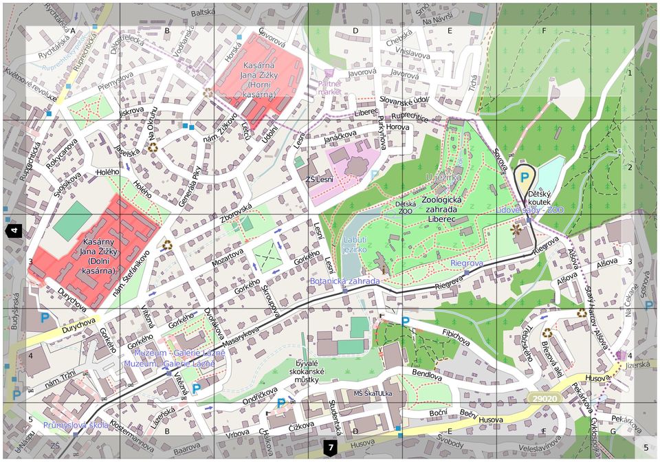 Žižkovo Letců Zborovsk Javorov Kasrna Jana Žižky (Horní kasrna) Údolní Lesní Partner market Jančkova Javorov Purkyňova hebsk Javorov Srnčí Vnislavova Slovanské údolí Ruprechtice Na Nvrší 2 2 ZŠ Lesní