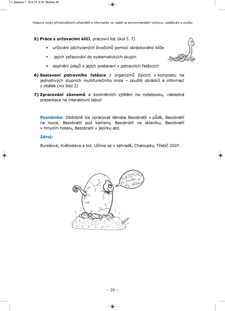 organizm ijících v kompostu na jednotlivch stupních multifunkního mola pouití obrázk a informací z obálek (viz bod 2) 7) Zpracování záznam a konkrétních zjitní na notebooku, následná