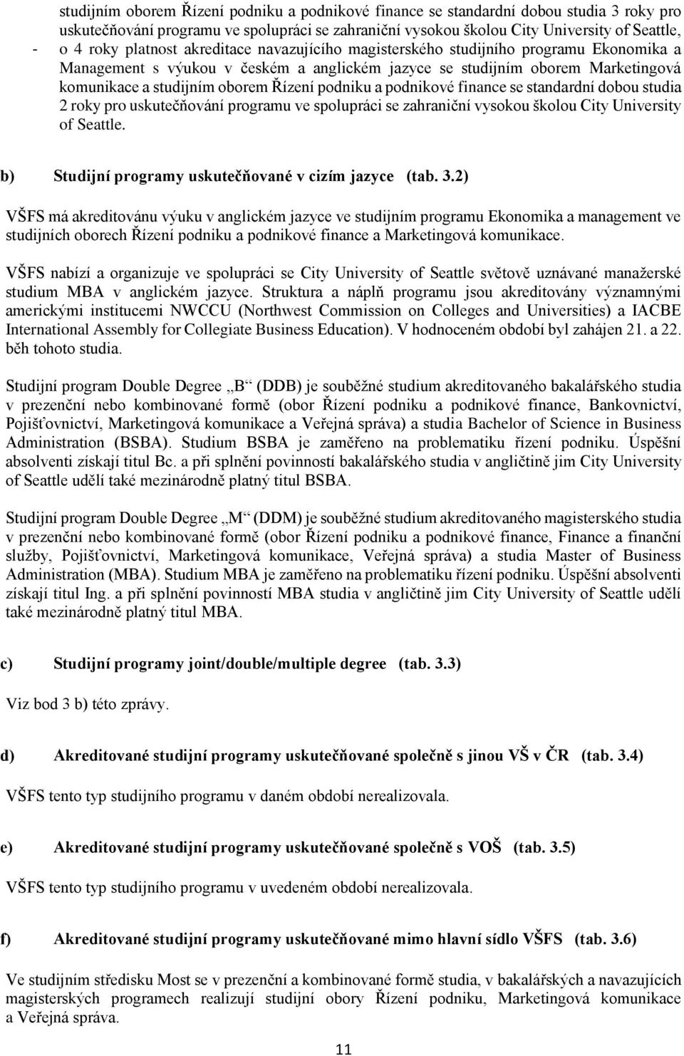 podniku a podnikové finance se standardní dobou studia 2 roky pro uskutečňování programu ve spolupráci se zahraniční vysokou školou City University of Seattle.