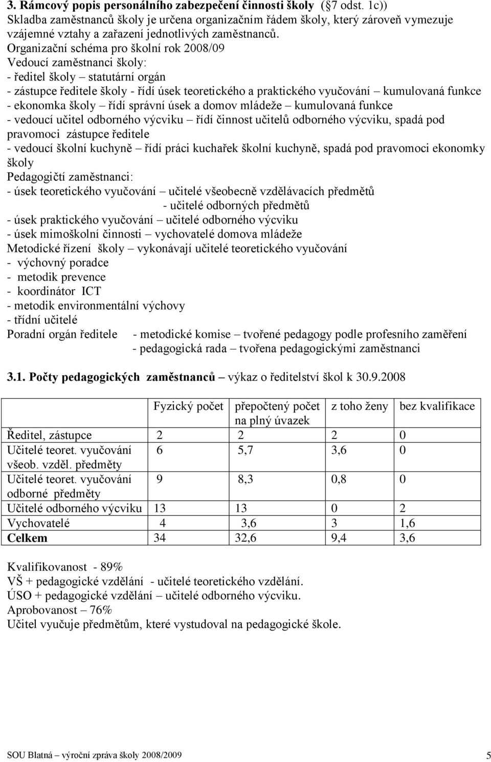 Organizační schéma pro školní rok 2008/09 Vedoucí zaměstnanci školy: - ředitel školy statutární orgán - zástupce ředitele školy - řídí úsek teoretického a praktického vyučování kumulovaná funkce -