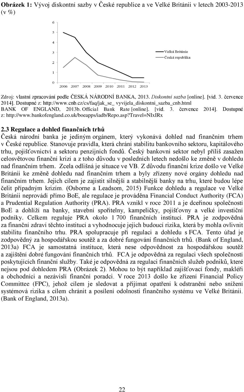 co.uk/boeapps/iadb/repo.asp?travel=nixirx 2.3 Regulace a dohled finančních trhů Česká národní banka je jediným orgánem, který vykonává dohled nad finančním trhem v České republice.