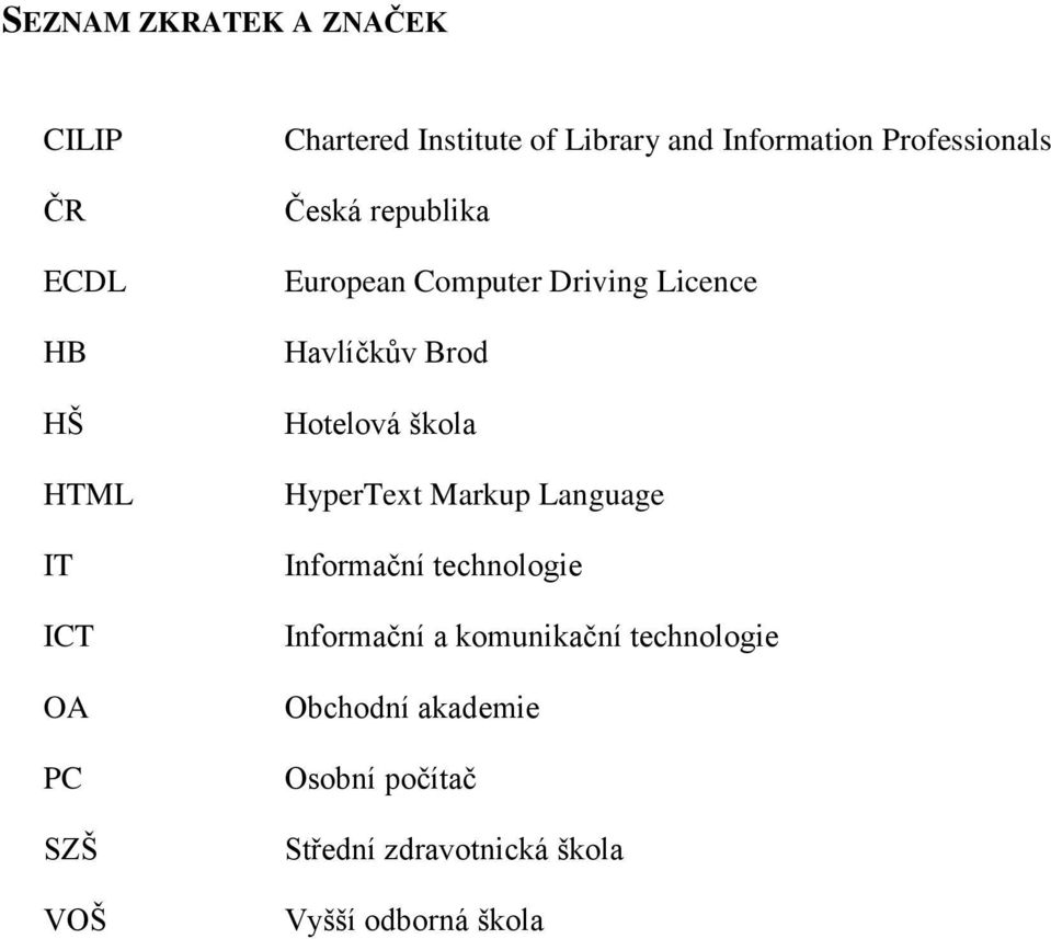 Havlíčkův Brod Hotelová škola HyperText Markup Language Informační technologie Informační a