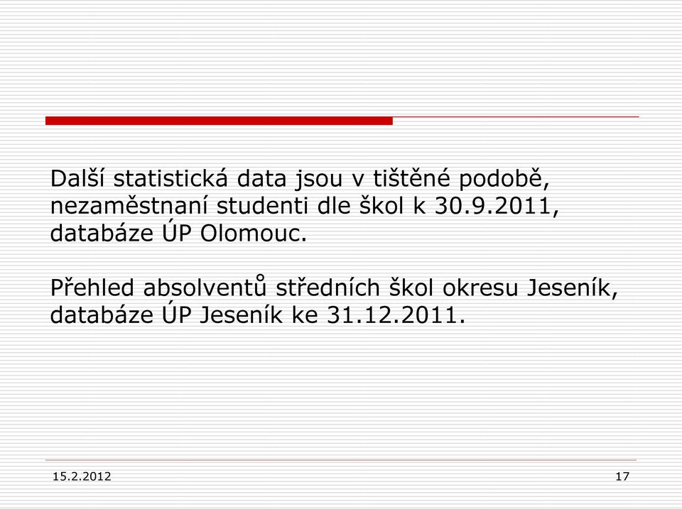 2011, databáze ÚP Olomouc.