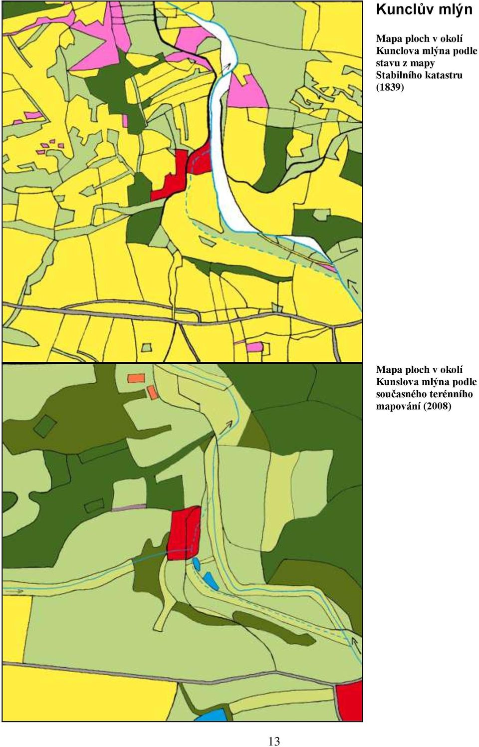 katastru (1839) Mapa ploch v okolí