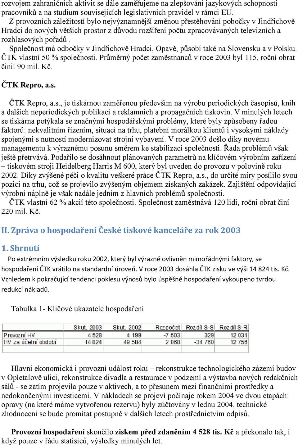 Společnost má odbočky v Jindřichově Hradci, Opavě, působí také na Slovensku a v Polsku. ČTK vlastní 50 % společnosti. Průměrný počet zaměstnanců v roce 2003 byl 115, roční obrat činil 90 mil. Kč.