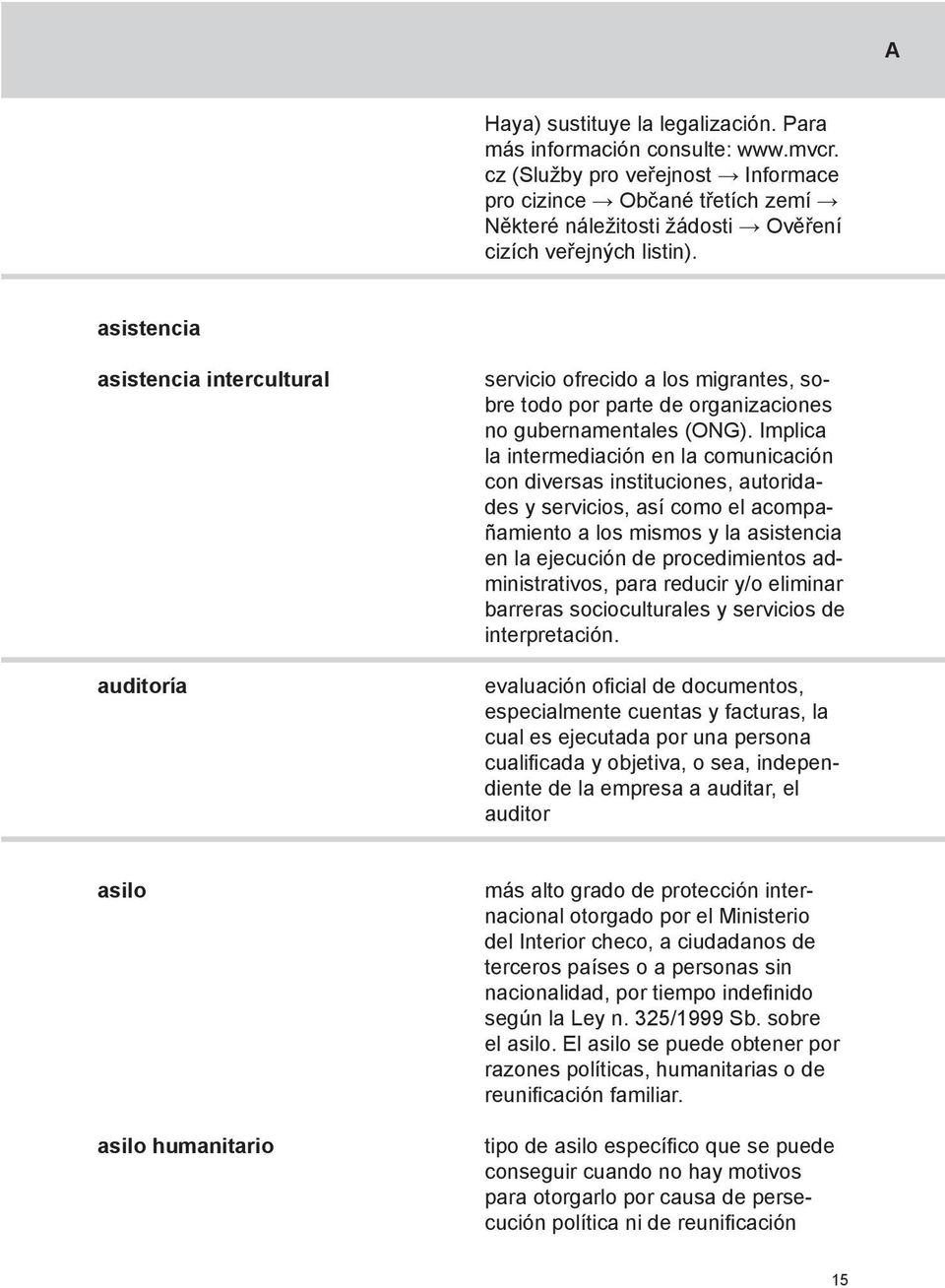 asistencia asistencia intercultural auditoría servicio ofrecido a los migrantes, sobre todo por parte de organizaciones no gubernamentales (ONG).