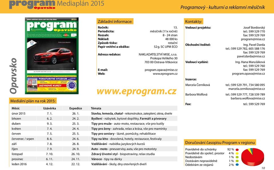 opava@mise.cz www.eprogram.cz únor 2015 7. 1. 26. 1. Stavba, řemesla, chatař - rekonstrukce, zateplení, okna, dveře březen 6. 2. 24. 2. Bydlení - nábytek, bytové doplňky, farmáři a pivovary duben 9.