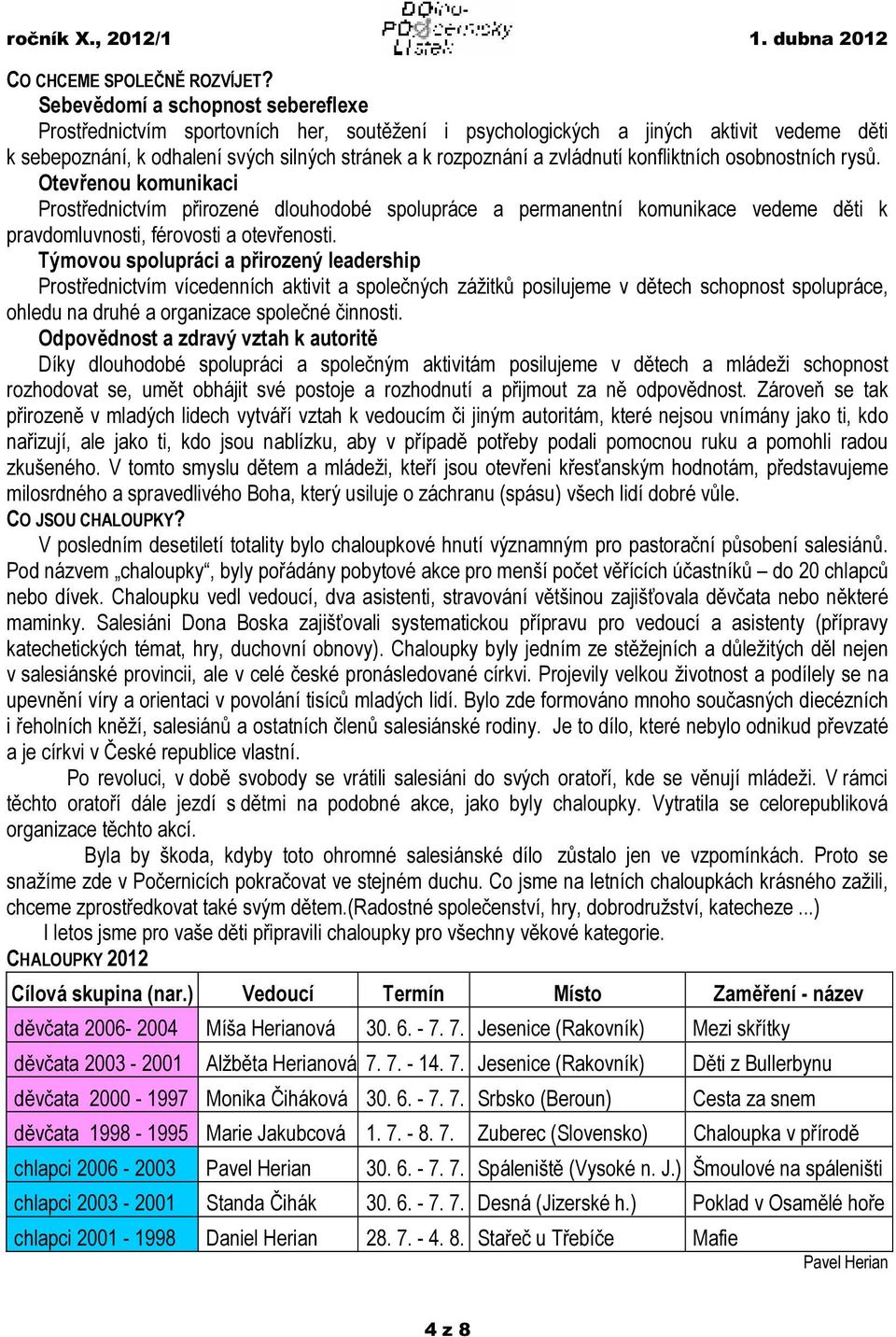 konfliktních osobnostních rysů. Otevřenou komunikaci Prostřednictvím přirozené dlouhodobé spolupráce a permanentní komunikace vedeme děti k pravdomluvnosti, férovosti a otevřenosti.