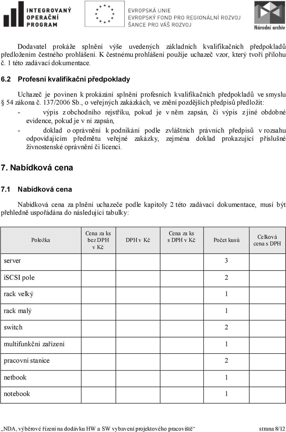 , o veřejných zakázkách, ve znění pozdějších předpisů předložit: - výpis z obchodního rejstříku, pokud je v něm zapsán, či výpis z jiné obdobné evidence, pokud je v ní zapsán, - doklad o oprávnění k