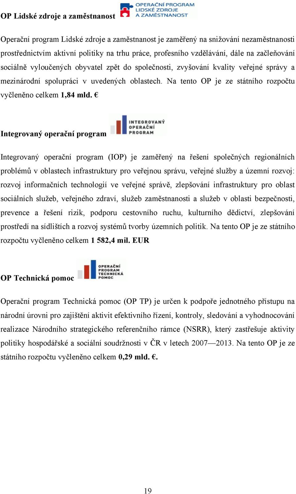 Na tento OP je ze státního rozpočtu vyčleněno celkem 1,84 mld.