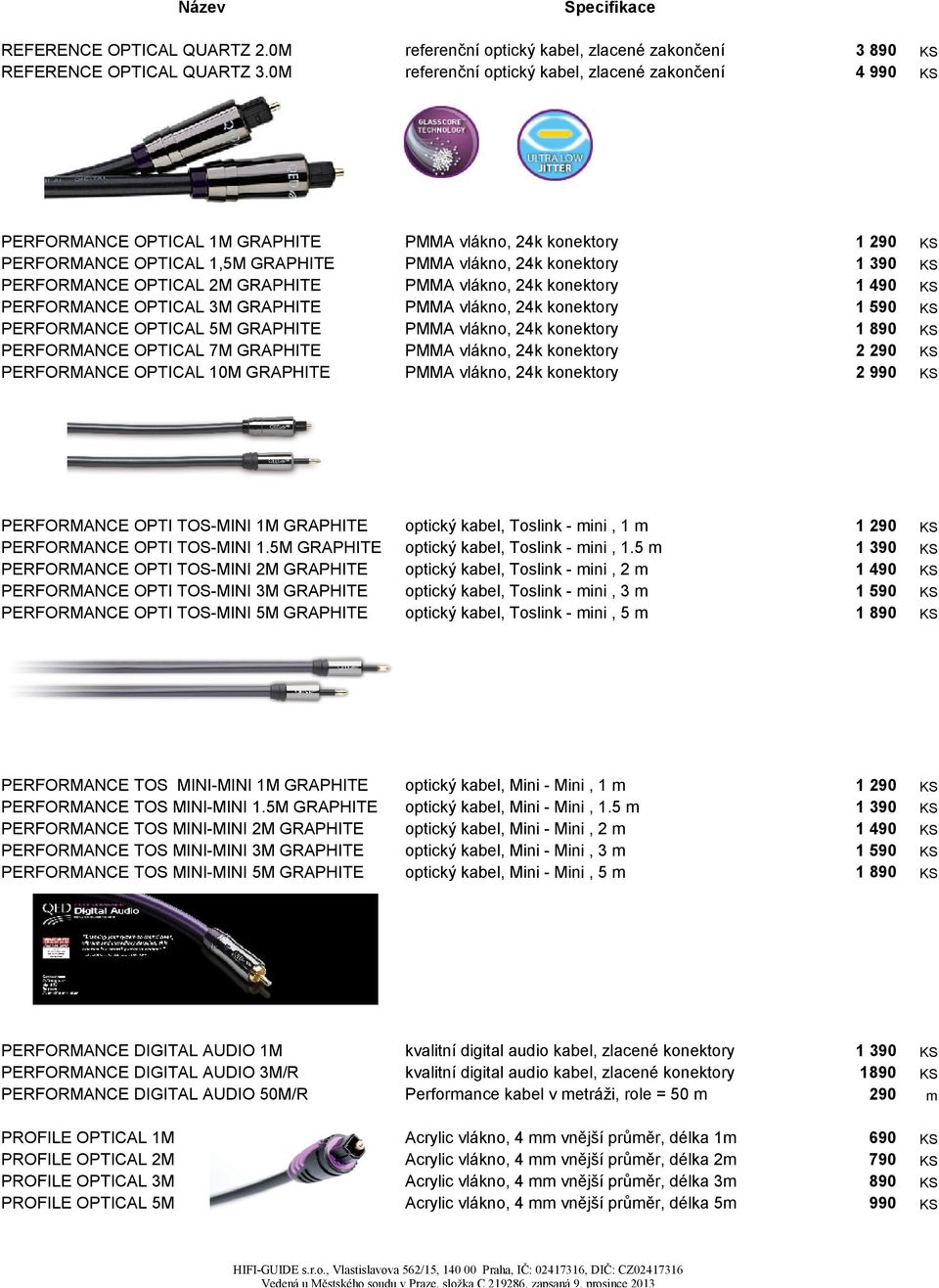 PERFORMANCE OPTICAL 3M GRAPHITE PERFORMANCE OPTICAL 5M GRAPHITE PERFORMANCE OPTICAL 7M GRAPHITE PERFORMANCE OPTICAL 10M GRAPHITE 1 590 1 2 290 2 PERFORMANCE OPTI TOS-MINI 1M GRAPHITE PERFORMANCE OPTI