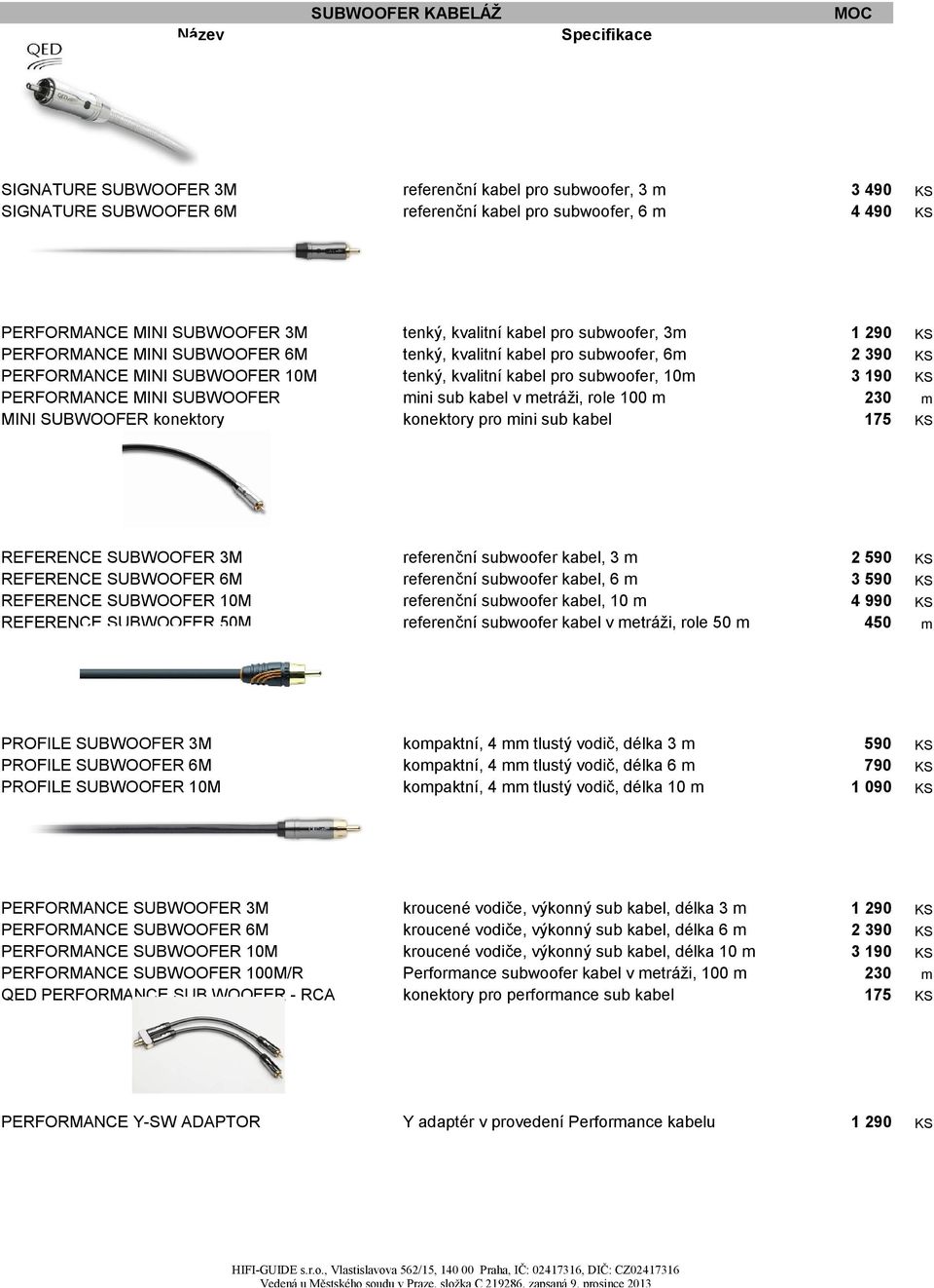 subwoofer, 10 ini sub kabel v etráži, role 100 konektory pro ini sub kabel 2 390 3 190 230 175 REFERENCE SUBWOOFER 3M REFERENCE SUBWOOFER 6M REFERENCE SUBWOOFER 10M REFERENCE SUBWOOFER 50M referenční