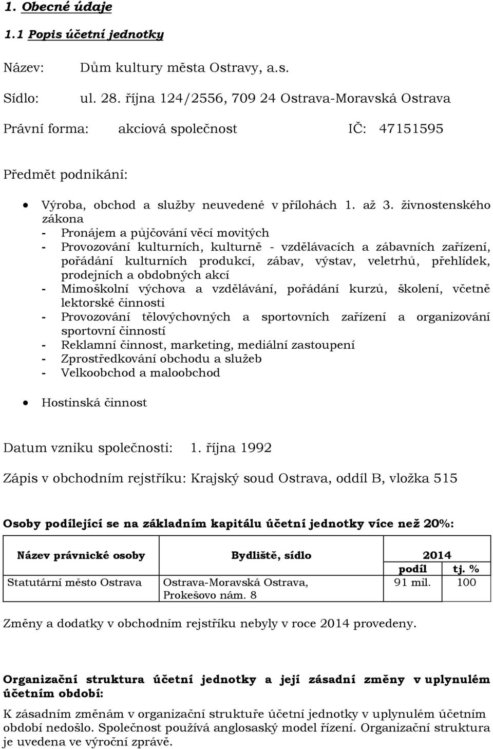 živnostenského zákona - Pronájem a půjčování věcí movitých - Provozování kulturních, kulturně - vzdělávacích a zábavních zařízení, pořádání kulturních produkcí, zábav, výstav, veletrhů, přehlídek,