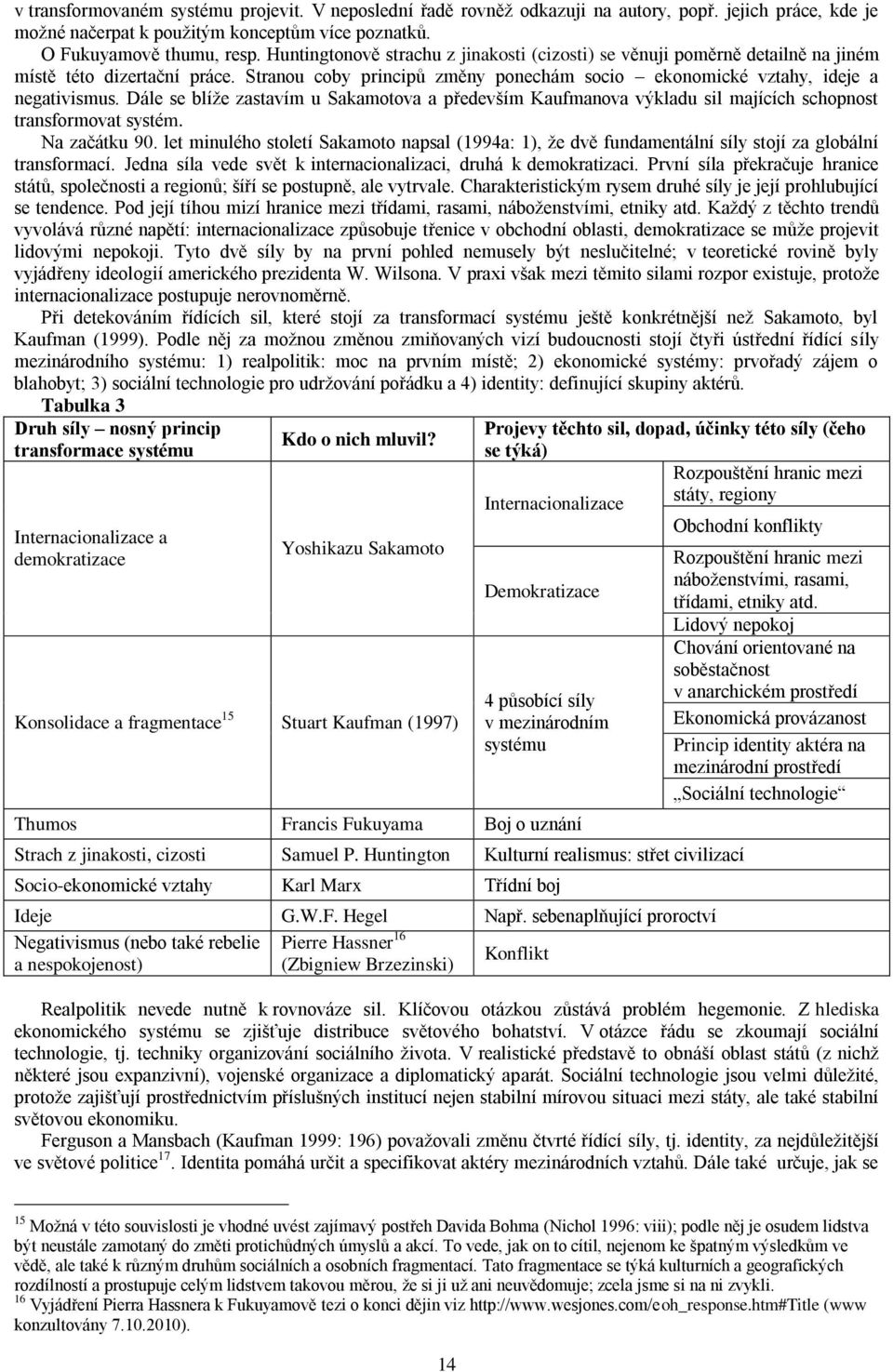 Dále se blíže zastavím u Sakamotova a především Kaufmanova výkladu sil majících schopnost transformovat systém. Na začátku 90.