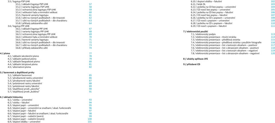 6.2 / varianty logotypu PřF UHK 68 3.6.3 / ochranná zóna logotypu PřF UHK 69 3.6.4 / velikostní řada a minimální velikost 70 3.6.5 / barevné varianty logotypu 71 3.6.6 / užití na různých podkladech dle tmavosti 72 3.