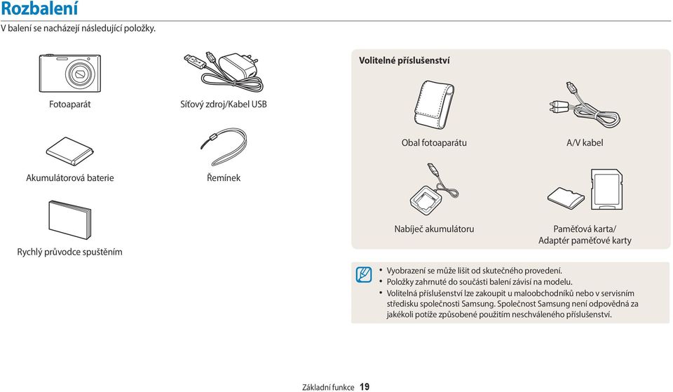 Nabíječ akumulátoru Paměťová karta/ Adaptér paměťové karty Vyobrazení se může lišit od skutečného provedení.