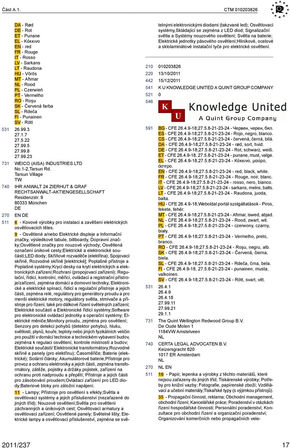 - Rdeča FI - Punainen SV - Rött 26.99.3 27.1.7 27.5.22 27.99.5 27.99.8 27.99.23 WEICO (AISA) INDUSTRIES LTD No.1-2,Tarsun Rd.