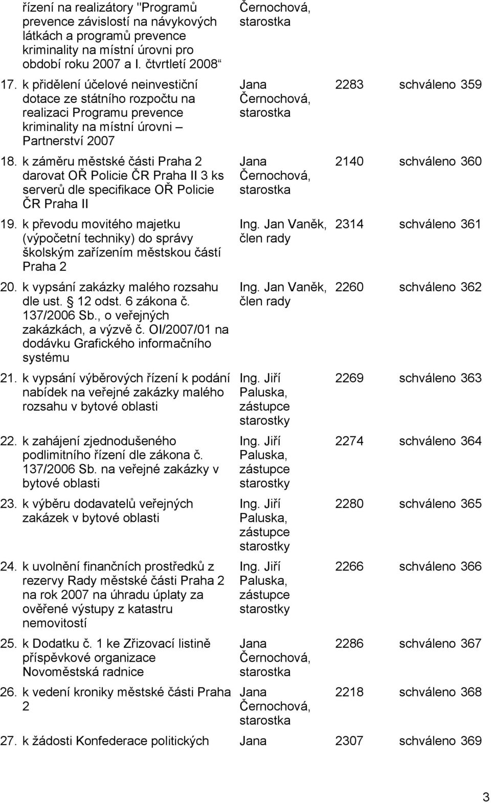 k záměru městské části Praha 2 darovat OŘ Policie ČR Praha II 3 ks serverů dle specifikace OŘ Policie ČR Praha II 19.