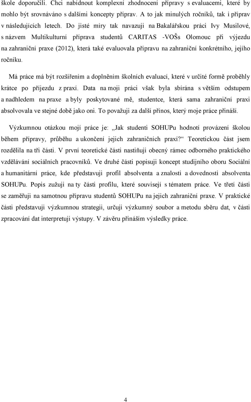 zahraniční konkrétního, jejího ročníku. Má práce má být rozšířením a doplněním školních evaluací, které v určité formě proběhly krátce po příjezdu z praxí.