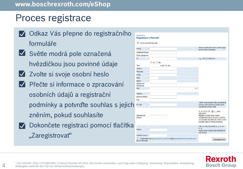 informace o zpracování osobních údajů a registrační podmínky a potvrďte souhlas