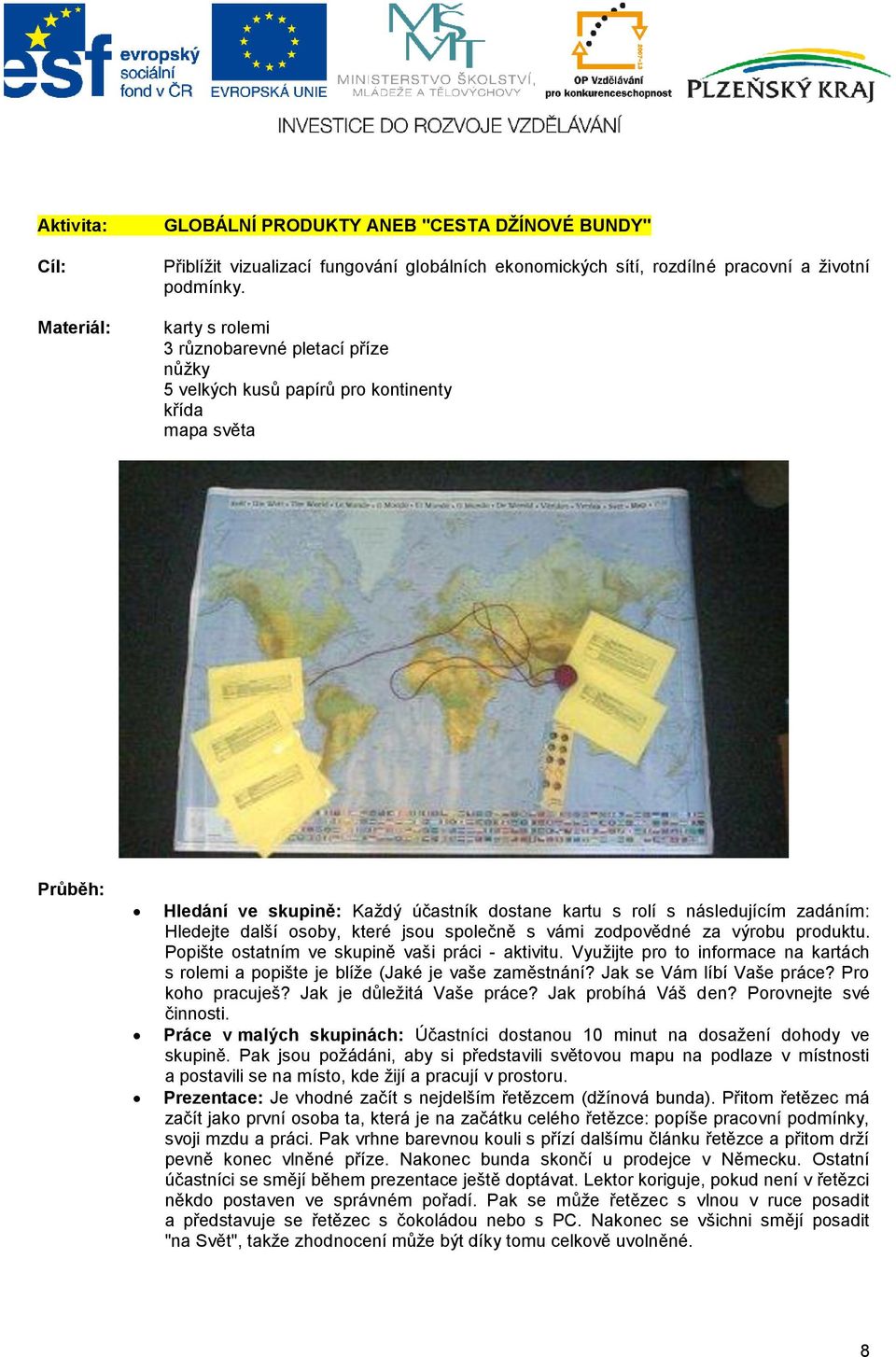 Hledejte další osoby, které jsou společně s vámi zodpovědné za výrobu produktu. Popište ostatním ve skupině vaši práci - aktivitu.