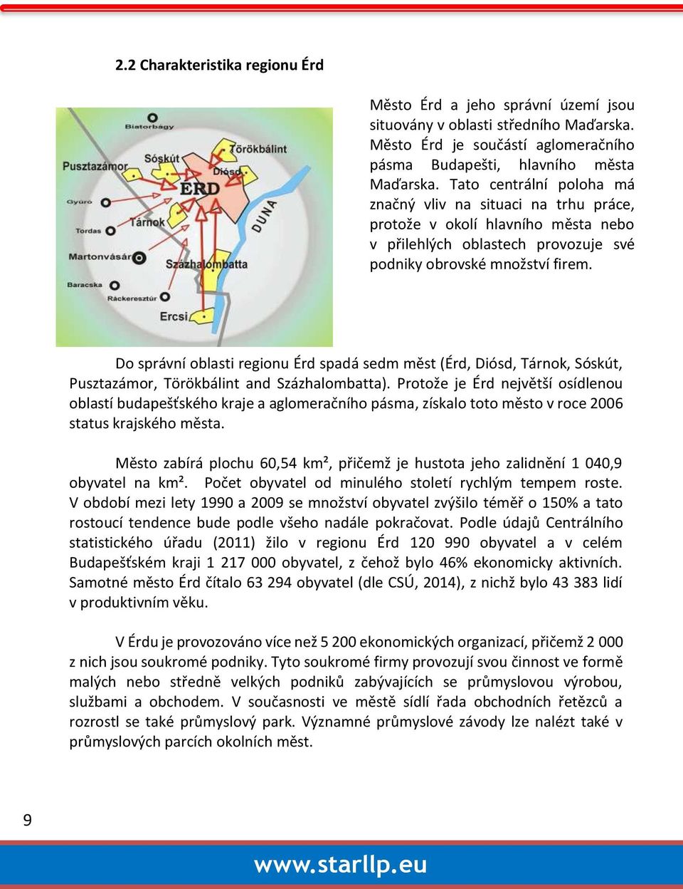 Do správní oblasti regionu Érd spadá sedm měst (Érd, Diósd, Tárnok, Sóskút, Pusztazámor, Törökbálint and Százhalombatta).