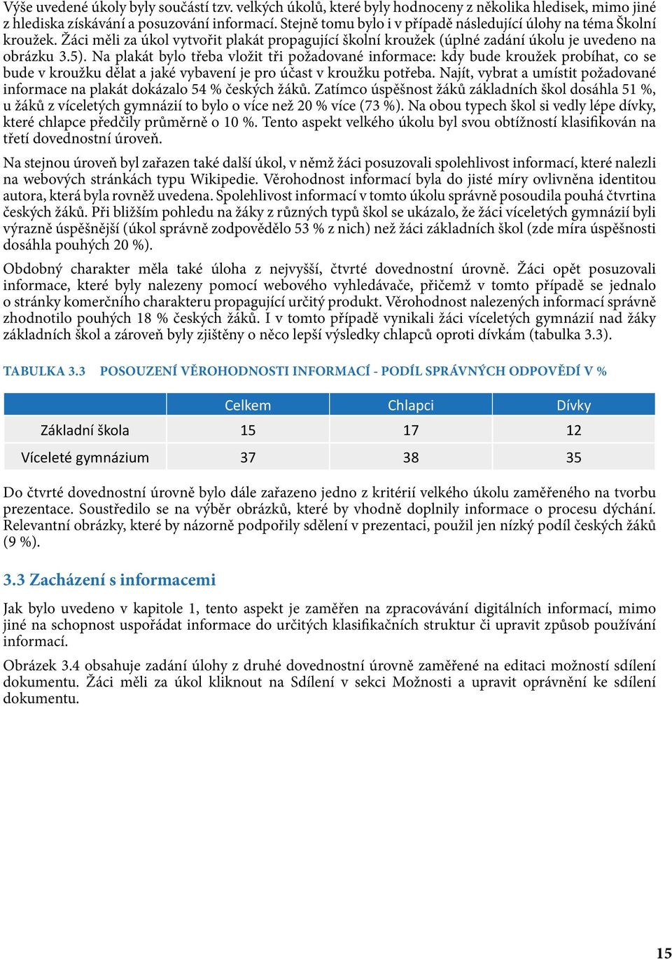 Na plakát bylo třeba vložit tři požadované informace: kdy bude kroužek probíhat, co se bude v kroužku dělat a jaké vybavení je pro účast v kroužku potřeba.