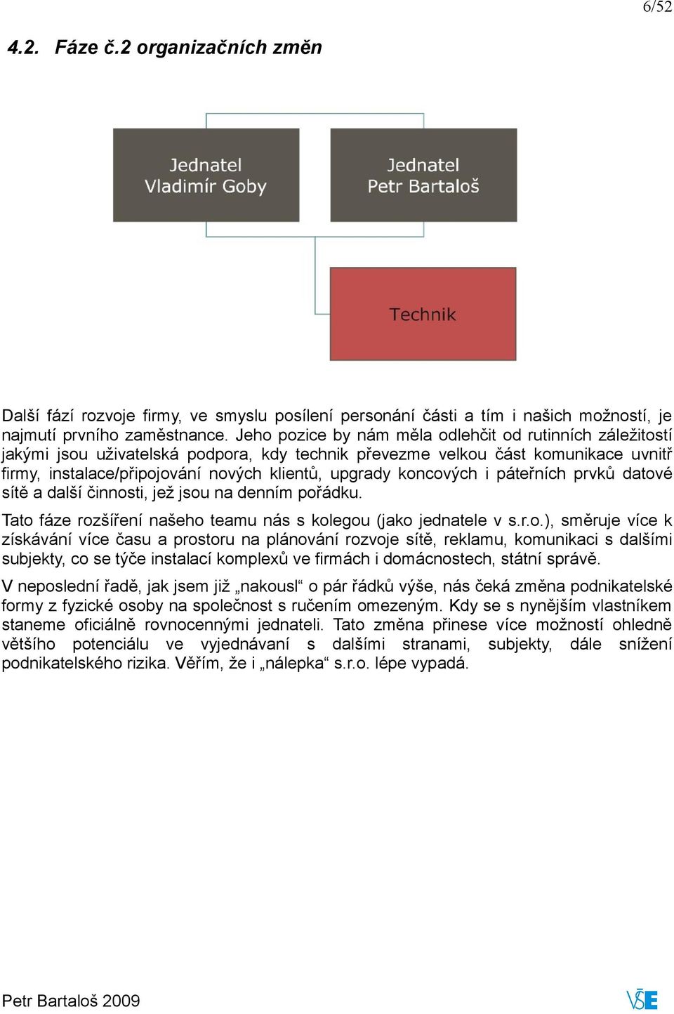 koncových i páteřních prvků datové sítě a další činnosti, jež jsou na denním pořádku. Tato fáze rozšíření našeho teamu nás s kolegou (jako jednatele v s.r.o.), směruje více k získávání více času a prostoru na plánování rozvoje sítě, reklamu, komunikaci s dalšími subjekty, co se týče instalací komplexů ve firmách i domácnostech, státní správě.