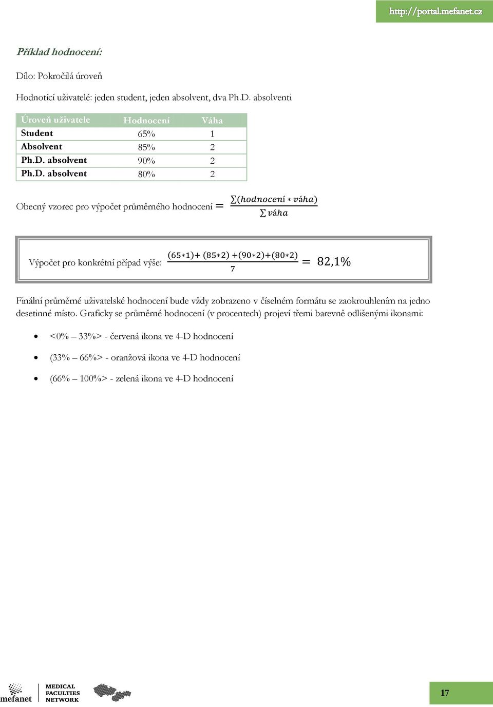 hodnocení bude vţdy zobrazeno v číselném formátu se zaokrouhlením na jedno desetinné místo.