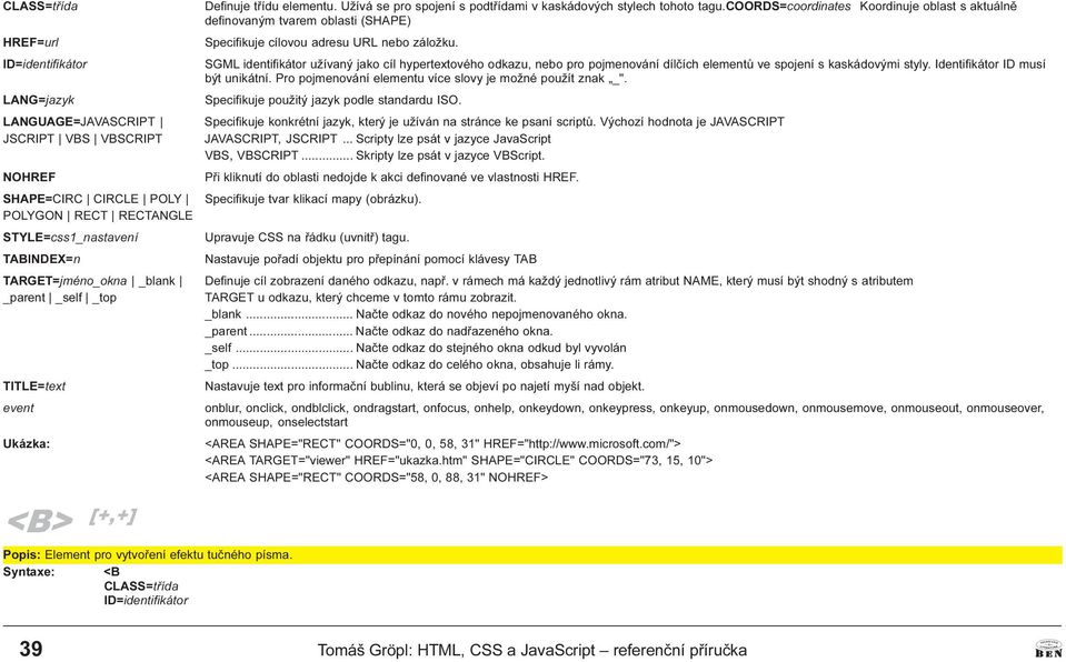 JAVASCRIPT, JSCRIPT Scripty lze psát v jazyce JavaScript Pøi kliknutí do oblasti nedojde k akci definované ve vlastnosti HREF Specifikuje tvar klikací mapy (obrázku) Nastavuje poøadí objektu pro