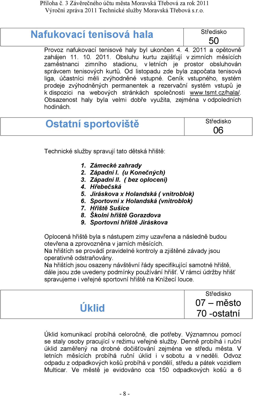 Od listopadu zde byla započata tenisová liga, účastníci měli zvýhodněné vstupné.