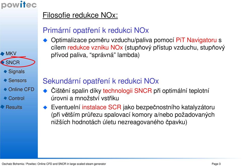 při optimální teplotní úrovni a množství vstřiku Eventuelní instalace SCR jako bezpečnostního katalyzátoru (při větším průřezu spalovací