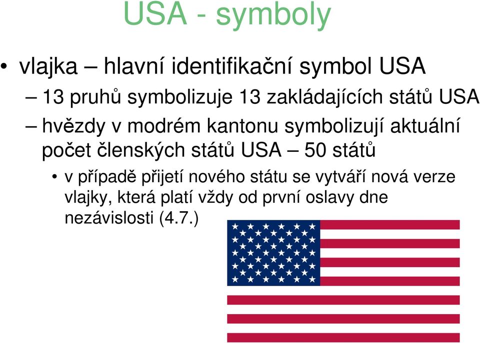 počet členských států USA 50 států v případě přijetí nového státu se