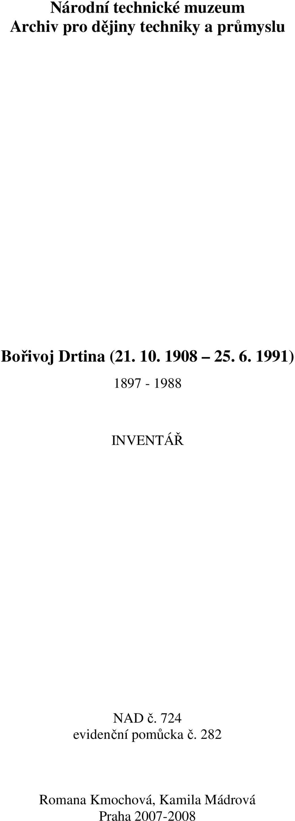 1991) 1897-1988 INVENTÁŘ NAD č.