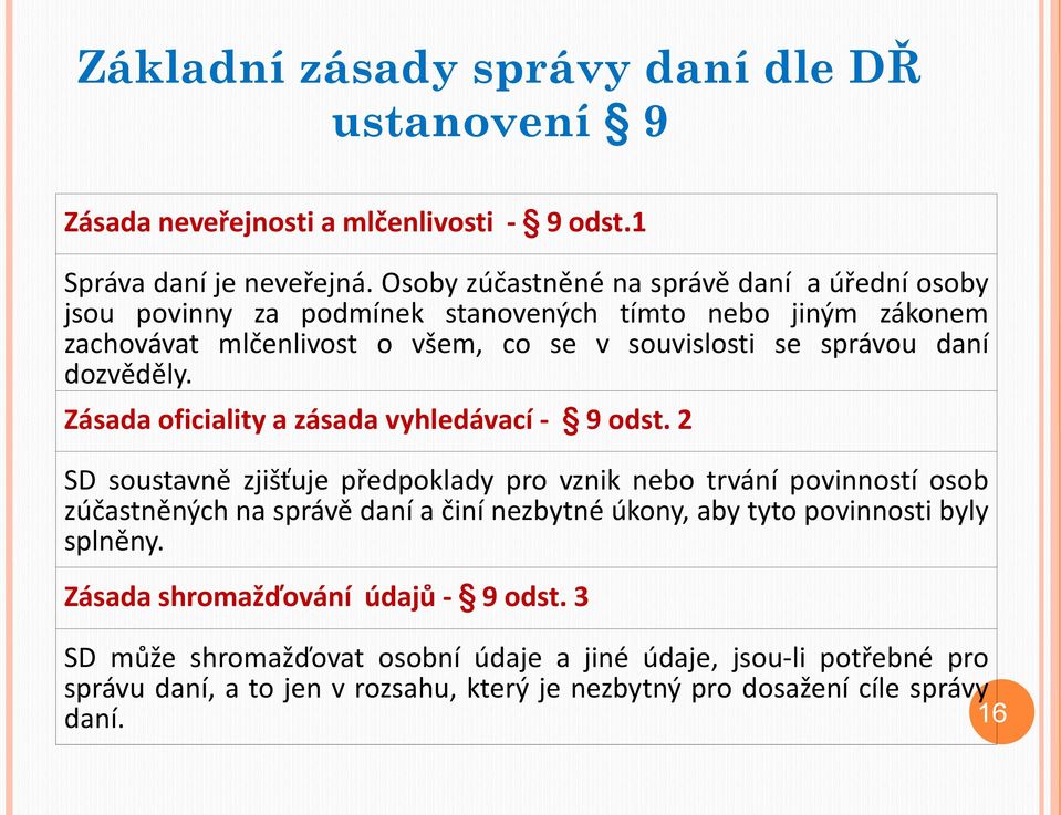 dozvěděly. Zásada oficiality a zásada vyhledávací - 9 odst.