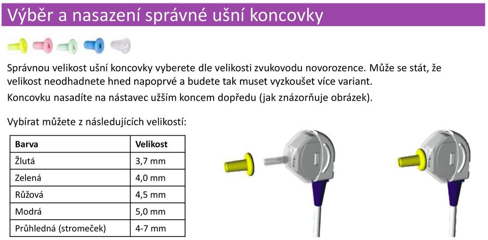 Koncovku nasadíte na nástavec užším koncem dopředu (jak znázorňuje obrázek).