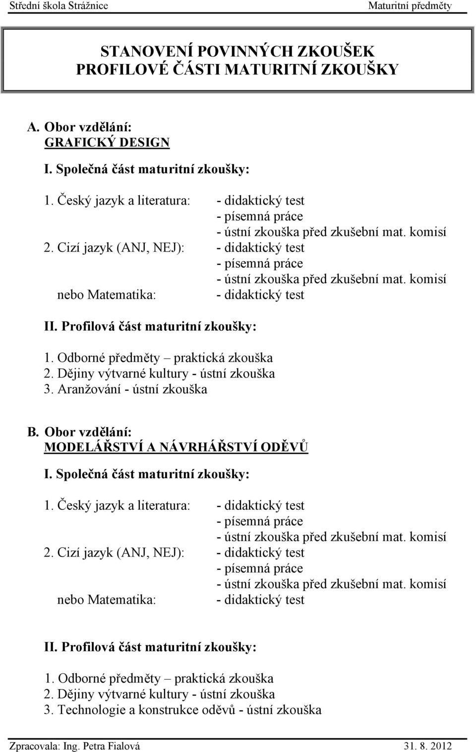 Dějiny výtvarné kultury - ústní zkouška 3. Aranžování - ústní zkouška B.