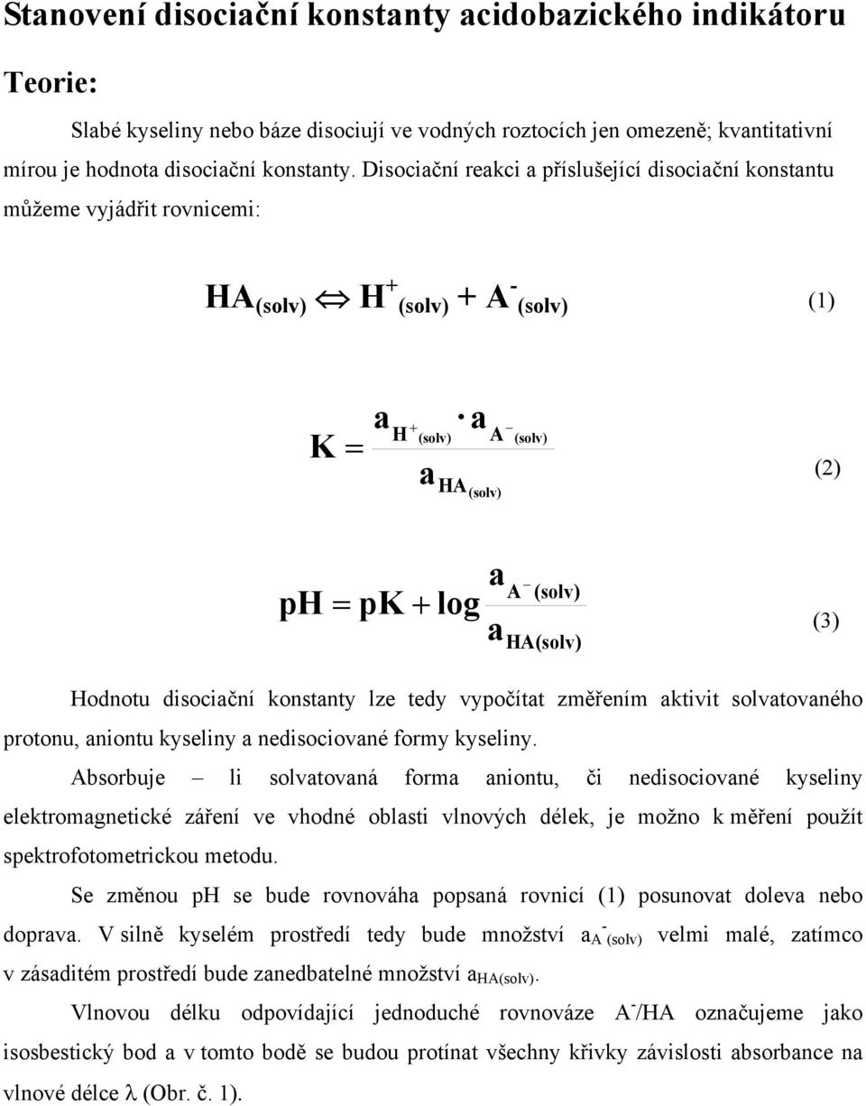 niontu kyseliny nedisociovné formy kyseliny.