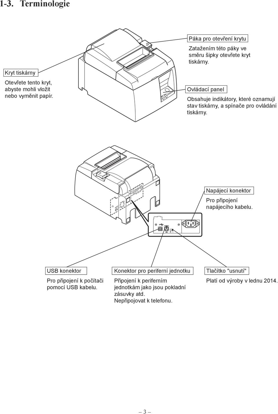 Ovládací panel Obsahuje indikátory, které oznamují stav tiskárny, a spínače pro ovládání tiskárny.