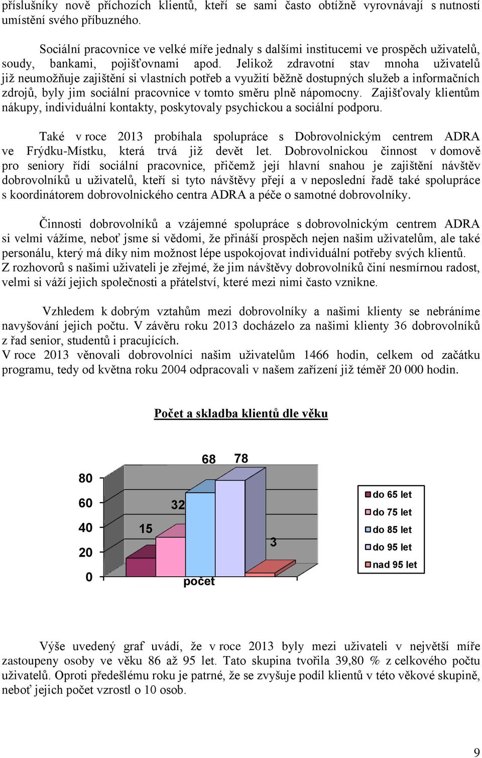 Jelikož zdravotní stav mnoha uživatelů již neumožňuje zajištění si vlastních potřeb a využití běžně dostupných služeb a informačních zdrojů, byly jim sociální pracovnice v tomto směru plně nápomocny.