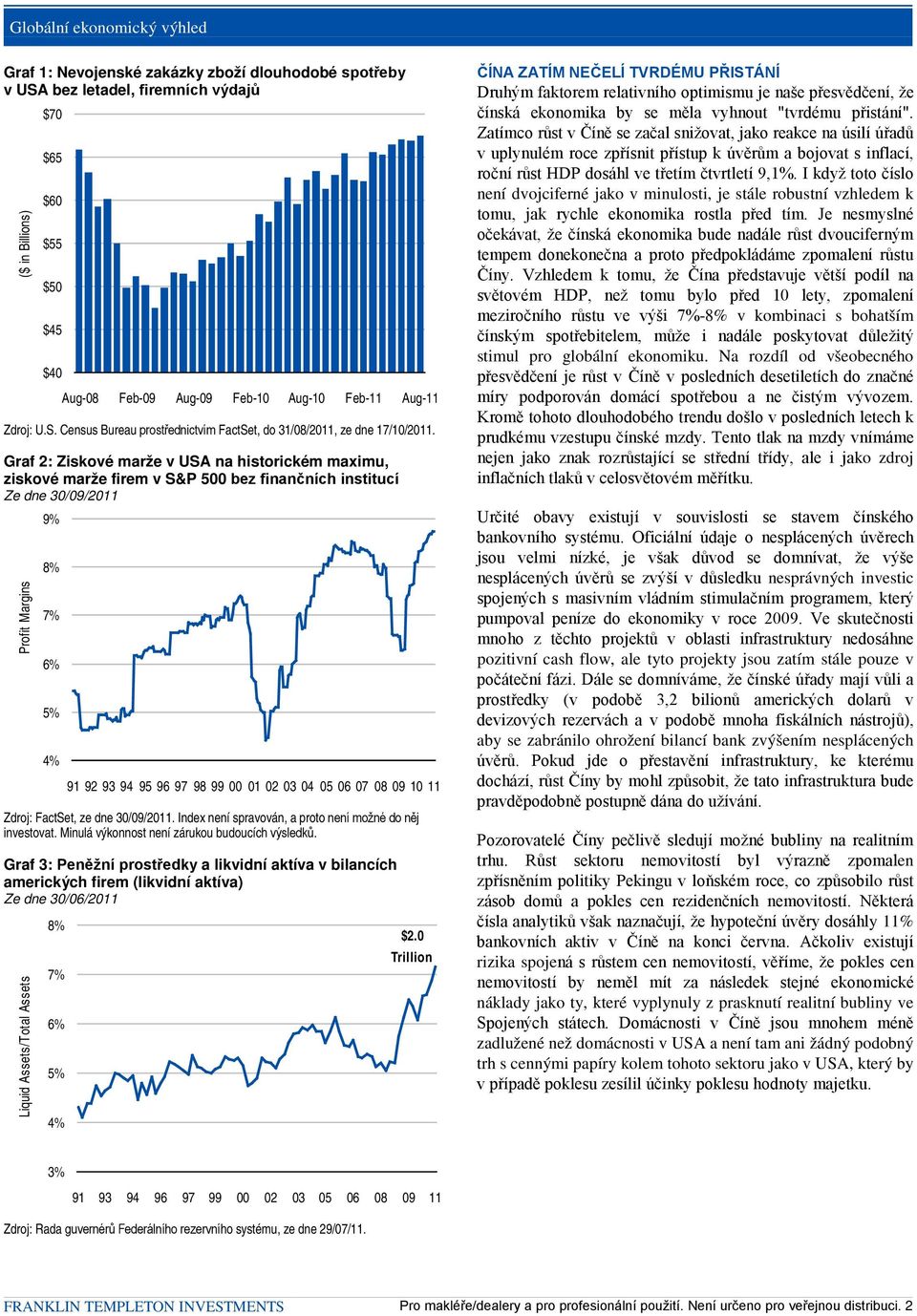 05 06 07 08 09 10 11 Zdroj: FactSet, ze dne 30/09/2011. Index není spravován, a proto není možné do něj investovat. Minulá výkonnost není zárukou budoucích výsledků.